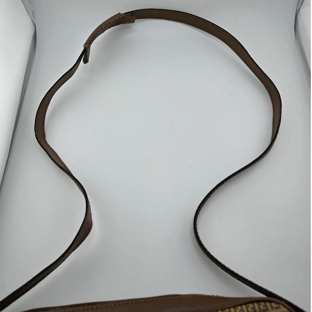 Fendi Vintage Zucca Monogram Crossbody Bag Brown Canvas Leather Camera Bag